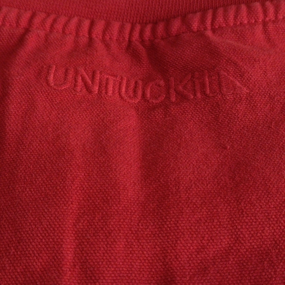 Untuckit Medium Wolfred Red Quarter Zip Elbow Patch 100% Cotton Pullover - Picture 14 of 17